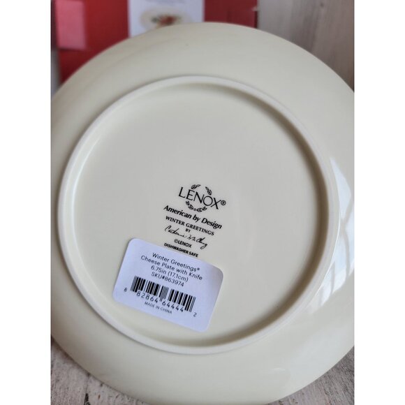 Lenox winter greetings cheese plate‎ Knife red cardinal Xmas set - Picture 5 of 6